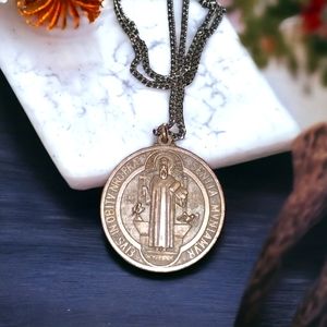 Old antique saint medallion necklace from the 30s